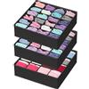 Simple Houseware Organizzatore per cassetti dell'Armadio per Vestiti, Calzini e Biancheria Intima, Confezione da 3, Nero