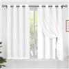 BGment Tende oscuranti con rivestimento trasparente, in tulle stampato argento a doppio strato, per soggiorno, tende isolanti termici per camera da letto, 2 pannelli ciascuno 120 x 150 cm, bianco puro