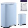 happimess HPM1006H Connor Rectangular 13-Gallon Trash Can with Soft-Close Lid and Free Mini Trash Can, Fingerprint Resistant, Modern, Minimalistic for Home, Kitchen, Office, Bathroom, Tide Pool Blue