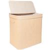 Relaxdays cesto portabiancheria con coperchio, bambù, 130 l, 2 scomparti, HxLxP: 61 x 58 x 39 cm, bagno, naturale