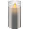 goobay 60372 - Candela a LED in vera cera, altezza 15 cm, senza fiamma, con timer, colore grigio