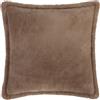 furn. Cuscino imbottito in pelliccia sintetica Kallu con piume - Cuscino decorativo morbido e soffice con bordo Oxford (moka - 55x55cm)