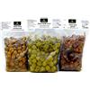 Frantoio Quattrociocchi Tris Olive Quattrociocchi: Schiacciate, Verdi Denocciolate e Nere Grinze in Olio Extra Vergine di Oliva