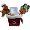Generico Cestino regalo natalizio lollipop e pan di zenzero con mini panettone Bauli, un lecca lecca e un peluche a forma di omino di pan di zenzero 12 cm regalo natalizio per chi ami