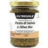 Oltresole - Pesto Salvia e olive Biologico 130 g - condimento artigianale prodotto con sole materie prime fresche italiane e biologiche, senza aglio, ideale per pasta o da spalmare su crostini