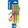 Pilot Pen 4136B4 - Evidenziatori Frixion, confezione da 4 pezzi, cancellabili, verde, rosa e 2 gialli