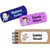 CrisPhy 45 etichette adesive con icone di avventura, personalizzabili, per contrassegnare oggetti, libri, contenitori per il pranzo, ecc., Dimensioni 5 x 2 cm