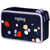 ergobag Astuccio maxi set da 40 pezzi, matite colorate e pennarelli Lyra, scomparto per monete, righello, forbici Mosaic Stone Bear - Blu scuro