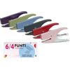 Dodici Cucitrice a Pinza 6/4 + 10.000 Punti 6 mm - Cucitrice in Metallo Fino a 15 Fogli - 6 Colori Wild Assortiti - Set Completo per Ufficio e Scuola