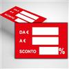 Mr Pubblicità Cartellini Segnaprezzi, 100 Pezzi, 8,5x5,5 cm o 10x15 cm, Cartoncino Lucido 350 g, prezzi Saldi sconti (GENERICO SCONTO ORIZZONTALE, 8,5X5,5 CM)