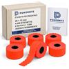 Pokornys - Etichette per prezzatrice 26 x 12 mm, 9000 pezzi, 6 rotoli da 1.500, rosso fluorescente, adesivo permanente, 1 riga, per METO Classic S, Blitz C6/C8/C10 e SATO Kendo 26