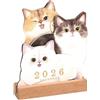 Generisch Calendario da tavolo mensile con motivo animali; pianificatore accademico con supporto in legno e gattino per lavoro quotidiano, scuola, ufficio, casa, insegnanti, bambini, famiglia,
