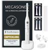 Megasonex M8 - Spazzolino a ultrasuoni + due testine di ricambio per spazzolino medio blanc
