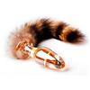 Peadxuno Plug anale in cristallo di vetro Coda di cane fatta di pelliccia sintetica Plug coda di volpe Gioco di sesso Giocattoli cosplay per giochi di sesso per adulti (Oro)