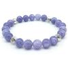 Generico Bracciale Azteco Unisex in Angelite Naturale, con Sfere in Metallo, Pietre Dure, Elastico 19cm, Fatto a Mano