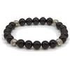 Generico Bracciale Azteco Unisex in Tormalina con Sfere in Metallo, Pietre Dure, Elastico 19cm, Fatto a Mano
