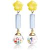 Granrouto Francese Clip Orecchini Donna Argento 925 Handmade Originale Pendenti Gioielli Senza Buco Sfera di Vetro con Perline Colorate Orecchini Finti per Ragazza Anallergici Ideale Regalo per Donna Bambina