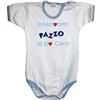 Zigozago - Body Neonato Manica Corta in Cotone Elasticizzato | Fatto a Mano in Italia con Ricamo Innamorato/a Pazzo di mio zio | Personalizzabile con Nome | Disponibile in Rosa e Azzurro
