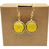Cairui Design Girasole Luce del sole Margherita Vero Fiore Premuto Placcato Oro Orecchini Goccia e pendenti Donna Handmade