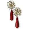 Generic Orecchini Pendenti Corallo Rosso con Elemento Marino Dorato - Orecchini Artigianali Fatti a Mano, Bijoux Donna Eleganti, Made in Italy, Idea Regalo