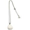 Handmade Collana girocollo catena acciaio con conchiglia bianca e argento