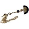 Generic Collana lunga con catene in ottone dorato e pendente mezzaluna in resina (Blu Art Déco)