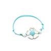 Generic Bracciale cordino cerato con fiore bianco e azzurro
