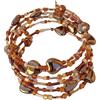Gemma Handmade in Italy Bracciale per Donna. Cuoricini di Vetro color Bronzo e Perline di Vetro. Avvolgente a 6 fili, elegante, durevole, comodo, facile da indossare. Fatto a Mano. Mady in Italy.