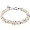 ParticolarModa Bracciale Donna regolabile quadrifoglio portafortuna nodini lucido diamantato 7 mm (Regolabile da 19 a 22 cm (x polso 16-18), Argentato/Dorato)