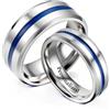 Ihanskio Personalizzato Anello per Le Coppie Blu della Banda del Modello Anelli all'Interno può Inciso Personalizzato Promessa di Nozze Anelli di Fidanzamento Argento 6-13# (Couple ring,1 PAIR)