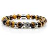 Handmade Bracciale con occhio di tigre Bracciale con perline Classe A+ Testa di Buddha in acciaio inossidabile da 8 mm (Anello del Budda)