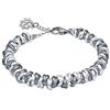 ParticolarModa Bracciale Donna Nodini Intrecciato Quadrifoglio 6 mm 16-19 cm Argent/Fumè