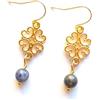 Generico Orecchini boho con pietre dure e ciondolo in filigrana, dorato/blu, Made in Italy, Bijoux da donna, Lavorazione Artigianale