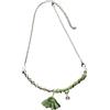 Handmade Generico Collana con Foglia di Ginkgo Verde all'Uncinetto - Fatta a Mano con Perline di Vetro e Catena Argento