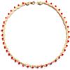 Handmade collana beige/dorata/rossa con cristalli di vetro, Gioielli all'uncinetto, girocollo di pizzo, Made in Italy, Bijoux da donna, Lavorazione Artigianale