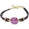Malu Maiese Bracciale in caucciù marrone e cristallo Swarovski, base dorata placcata oro 18k, misura regolabile, regalo per donna