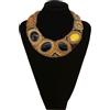 Handmade Generico collana corta bead embroidery grandi pietre dure nere e gialle con perline di vetro design vistoso