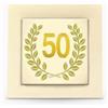Albalù Icona in Legno con Piastrella in Gres Decorata Tema 50 Anni Anniversario Matrimonio - Idea Regalo Nozze d'oro con Piedino da Appoggio