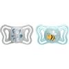 Chicco PhysioForma Light, Succhietto in Silicone 2-6 Mesi, Ciuccio Bimbo con Tettarella in Silicone, Leggero, Forma Ergonomica, Supporta il Corretto Sviluppo della Bocca, Azzurro, 2 pezzi