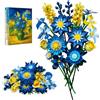 Rongmeiz Glacia - Kit per la costruzione di bouquet di fiori di margherita, composizione floreale blu ghiaccio con blocchi di alta qualità, decorazione floreale eterna fai da te per la casa per il