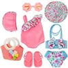 IHLOOTD Set di Nuoto per Bambole 8 Pezzi, Estate Costume da Bagno per Bambole,Vestiti Bambole Reborn,Vestiti per Bambole per New Baby Born Bambola,Accessori per Bambole Reborn 35-43CM, Regalo per Ragazze
