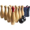 Jac & Mok Set di birilli in legno con borsa per il trasporto (naturale, 26 cm di altezza)