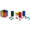 BLUECHOLON Set di 4 cubetti di plastica per parchisi e Oca con dadi e patatine, multicolore (set di 4 cubetti - multicolore