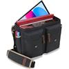 ENHANCE Designer Edition DnD Borsa- Elegante Borsa a Tracolla per Giochi di Ruolo, Adatta per il Manuale del Giocatore, Raccoglitori, dadi e Accessori, con Custodia per Tablet e Tasche Laterali (Nero)