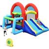 LIFEZEAL Castello Gonfiabile, Casa Gonfiabile 8 in 1 per Bambini con Doppio Scivolo, Zona Trampolino, Porta Calcio, Grande Parco Multifunzionale per Sport Bambini (con Soffiatore)