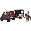 Dickie Toys - Set di trailer Horse (42 cm) - camion giocattolo rosso e nero con rimorchio per cavalli, cavallo e cavaliere - per bambini dai 3 anni in su