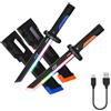 Generico Spada Illuminata, Giocattolo con Spade Leggere Espandibili Telescopiche A Doppia Testa, Ricarica USB-C Adatta A Diversi Scenari di Gioco(Blue+Orange)