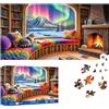 Reofrey Puzzle 1000 Pezzi - Gatto Aurora, Puzzle Adulti Forma Speciale, Sfida Impossibile Divertente Per Famiglie & Decorazione Murale Unica 41x80cm - Idea Regalo Per Appassionati Di Puzzle classici