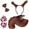 Lawnrden Costume da scoiattolo per bambini, il costume da scoiattolo include fascia con orecchie di Therian, zampe di Therian, simpatico papillon e coda con cinturino elastico, orecchie morbide e set di coda