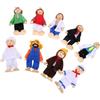 HEALSOPTHY 9 Pezzi Figure in Legno per Casa delle Bambole Giocattoli Educativi con Articolazioni Mobili Personaggi Miniatura Vestiti Dettagliati per Gioco di Ruolo e Sviluppo Abilità Motorie